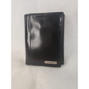Fossil Black Leather Men's Trifold Wallet Cards ID Window Slim Billfold